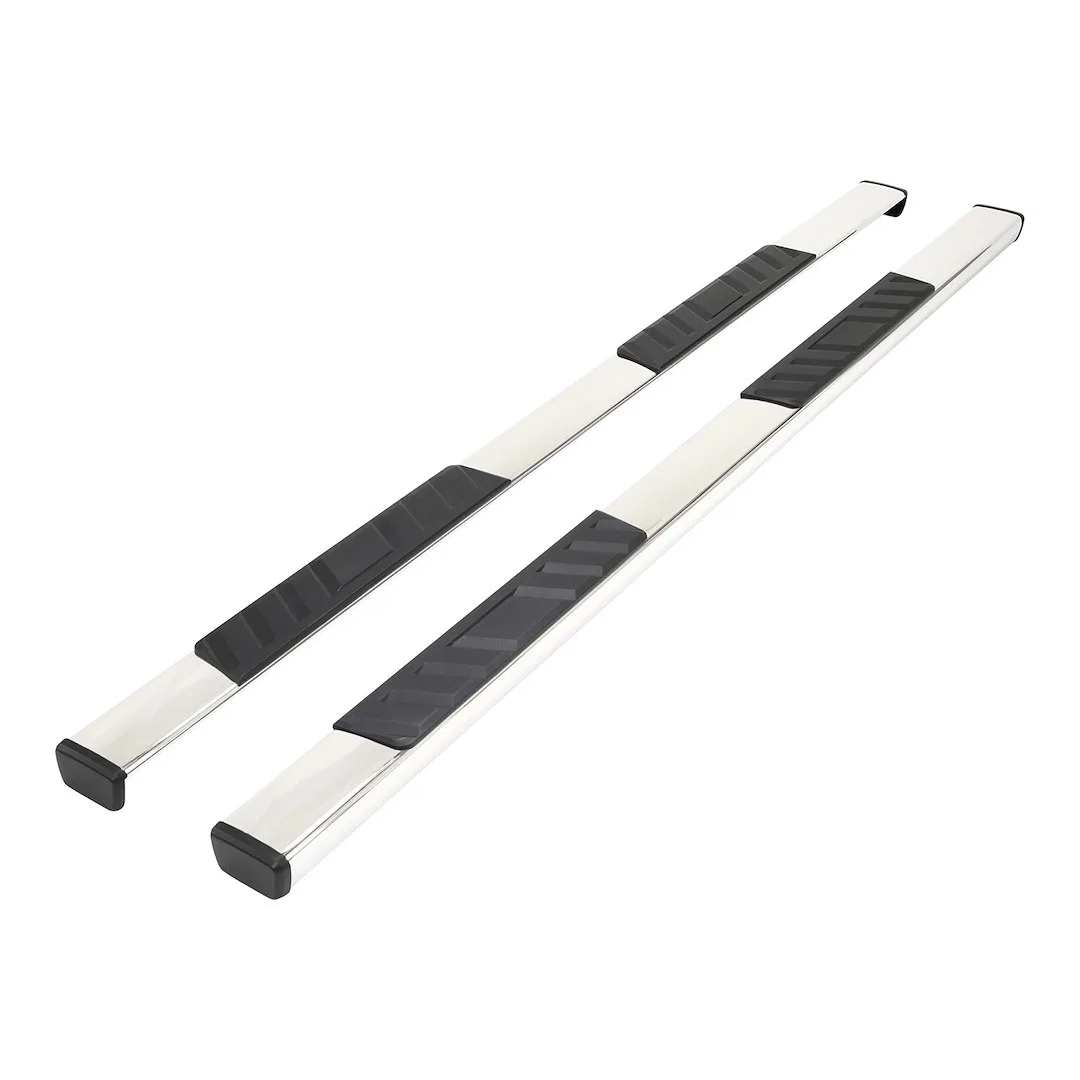 A4023S – TRAILFX Nerf Bar, With Step Pads 4 Inch Trapezoidal Straight Polished Stainless Steel With Plastic End Caps ...